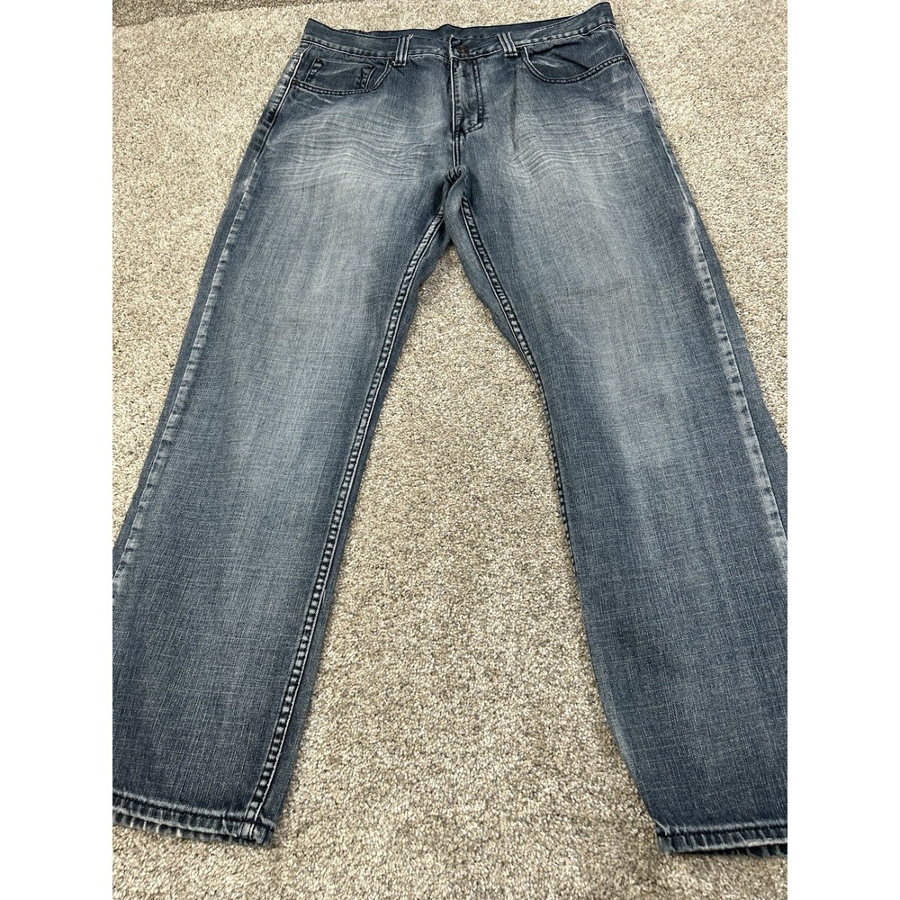 Y2K Urban Pipeline Jeans Mens 36X32 Blue Denim Relaxed Fit #0386